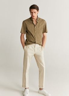 Хлопковая рубашка slim fit с принтом - Sito Mango