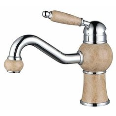 Смеситель для раковины (умывальника) KAISER Stone 61211 (хром/мрамор) однорычажный двухцветный хром/бежевый