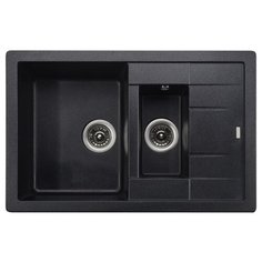 Врезная кухонная мойка 78 см KAISER KG2M-7850 KG2M-7850-BP black pearl