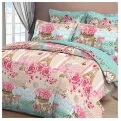 Постельное белье семейное Letto B36 70х70 см, бязь розовый/голубой/коричневый