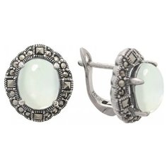 МАРКАЗИТ Серьги с марказитами и лунным камнем из серебра HE1221