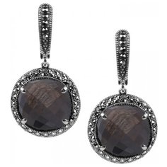 МАРКАЗИТ Серьги с сапфирами и марказитами из серебра M202109