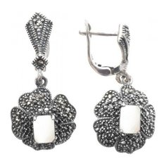 МАРКАЗИТ Серьги с перламутром и марказитами из серебра HE1041
