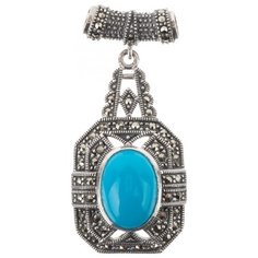 МАРКАЗИТ Подвеска с марказитами и бирюзой из серебра HP200
