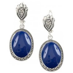 МАРКАЗИТ Серьги с лазуритами и марказитами из серебра HE214