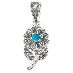 МАРКАЗИТ Подвеска с марказитами и бирюзой из серебра HP331