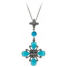 МАРКАЗИТ Подвеска с марказитами и бирюзой из серебра M300936