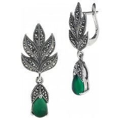 МАРКАЗИТ Серьги с хризопразами и марказитами из серебра HE0301