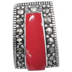 МАРКАЗИТ Подвеска с марказитами и кораллами из серебра HP407