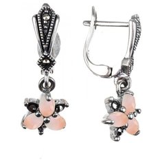 МАРКАЗИТ Серьги с перламутром и марказитами из серебра HE377