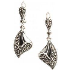 МАРКАЗИТ Серьги с эмалью и марказитами из серебра HE787