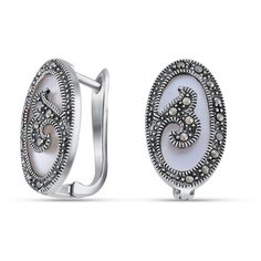 Silver WINGS Серьги с перламутром и марказитами из серебра 220010-300a-39