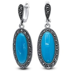 Silver WINGS Серьги с марказитами и бирюзой из серебра 22as0010-39