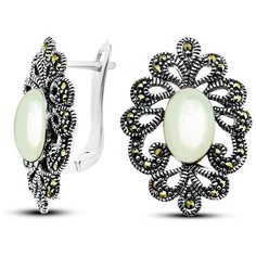 Silver WINGS Серьги с перламутром и марказитами из серебра 220020a-39-246