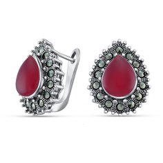 Silver WINGS Серьги с марказитами и агатами из серебра 020062-295d-136