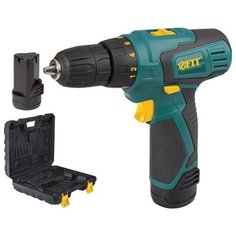 Аккумуляторная дрель-шуруповерт FIT CD-12-2AC Li-Ion 1.3 А·ч 12 В х2 кейс 20 Н·м зеленый/черный F.It