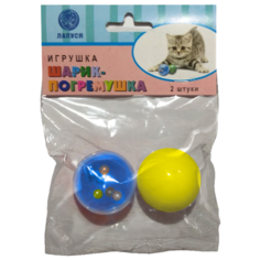 Погремушка для кошек Лапуся шарик 2 шт (3323) синий/желтый