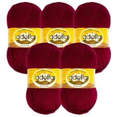 Пряжа Adelia Lucas, 70 % шерсть, 30 % акрил, 100 г, 218 м, 5 шт., №07 бордовый