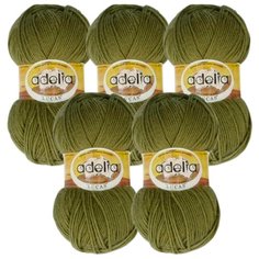 Пряжа Adelia Lucas, 70 % шерсть, 30 % акрил, 100 г, 218 м, 5 шт., №21 оливковый