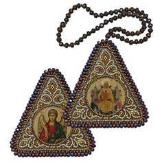NOVA SLOBODА Набор для вышивания бисером иконы в дорогу Богородица Всецарица и Ангел Хранитель 7 х 7 см (ТР1022)