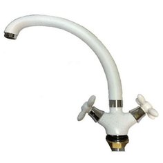 Смеситель для кухни (мойки) D-LIN D153808-С двухрычажный гранит белый