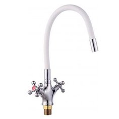 Смеситель для кухни (мойки) Edeny E3527A-1 двухрычажный двухцветный белый