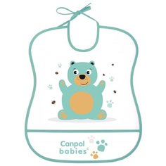Canpol Babies Нагрудник Soft Plastic bib, 1 шт., расцветка: мишка бирюзовый