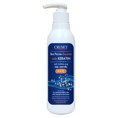 CRUSET шампунь Silk Protein with Keratin Гладкость и Сияние с протеинами шелка и кератином 300 мл с дозатором