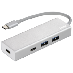 USB-концентратор HAMA Aluminium (00135755), разъемов: 4, серебристый