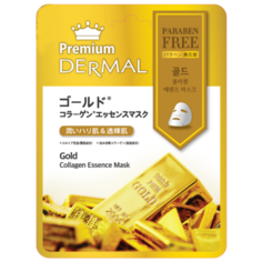DERMAL Premium тканевая маска Золотой блеск с коллагеном и коллоидным золотом, 25 г