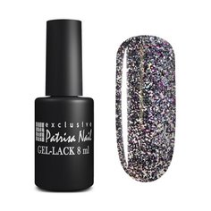 Гель-лак Patrisa Nail Стиль жизни, 8 мл, оттенок №435 Глиттер графитовый/фуксия