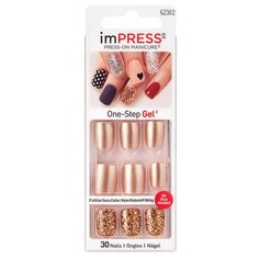 Накладные ногти KISS imPRESS Press-On Manicure короткая длина Золото Востока 30 шт.
