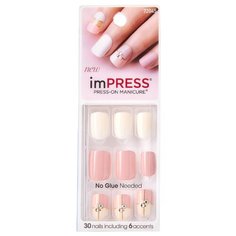 Накладные ногти KISS imPRESS Press-On Manicure короткая длина маршмеллоу 30 шт.