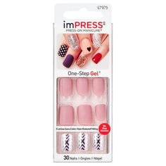 Накладные ногти KISS imPRESS Press-On Manicure короткая длина Вельветовый узор 30 шт.