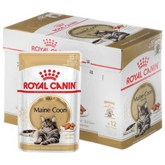 Корм для кошек Royal Canin Мейн-кун для здоровья кожи и шерсти, мясное ассорти 12шт. х 85 г (кусочки в соусе)