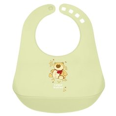 Canpol Babies Нагрудник Colourful plastic bib, 1 шт., расцветка: зеленый медведь