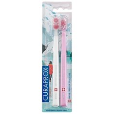 Зубная щетка Curaprox CS 5460 Ultra Soft Winter, белый/розовый, 2 шт.