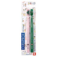 Зубная щетка Curaprox CS 5460 Ultra Soft Love, розовый/зеленый, 2 шт.