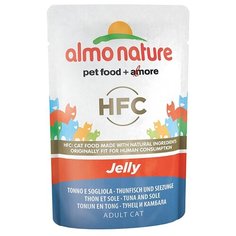 Корм для кошек Almo Nature Classic с тунцом, с камбалой 55 г (кусочки в желе)