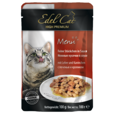 Корм для кошек Edel Cat с кроликом, с печенью 100 г (кусочки в соусе)