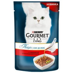 Корм для кошек Gourmet Перл Соус Де-люкс с говядиной 85 г (кусочки в соусе)