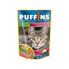 Корм для кошек Puffins (0.1 кг) 1 шт. Сочные кусочки Ягненка в желе