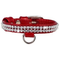 Ошейник COLLAR Brilliance полотно стразы 3307/3264/3265 19-25 см красный
