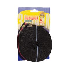 Поводок для собак Зооник капроновый черный/красный 5 м 20 мм