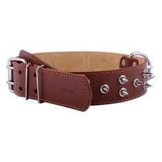 Ошейник COLLAR двойной с шипами 0364 57-69 см коричневый