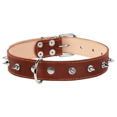 Ошейник COLLAR двойной с шипами 0287 47-62 см коричневый