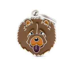 Адресник на ошейник My Family Colors Friend Чау-Чау коричневый/серебристый