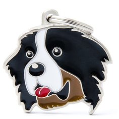 Адресник на ошейник My Family Colors Friends Бернский зенненхунд черный/белый/коричневый