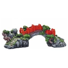Фигурка для аквариума KW Zone Мост большой U-42 29х10х10 см зеленый/красный/серый