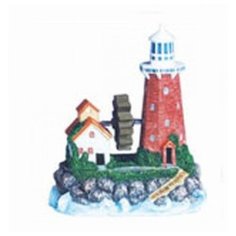 Фигурка для аквариума KW Zone Маяк большой U-240 (W) 14х10.5х19 см красный/коричневый/белый